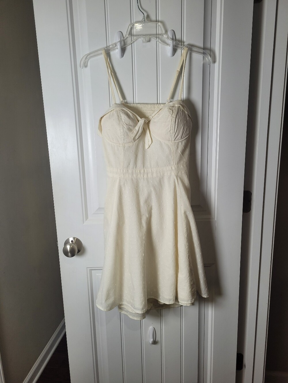 Jessica Simpson Yellow Spaghetti Strap Sundress with back open.